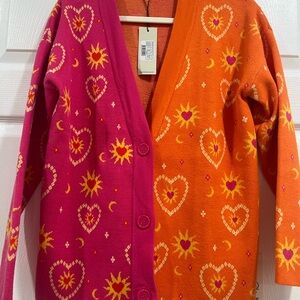 Never Fully Dressed- Colorful Heart and Sun Cardigan (Size Small)